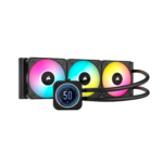 Icue H150I Elite LCD XT Liquid CPU Cooler - IPS LCD Screen - Three AF120 RGB Elite Fans - 360Mm Radiator - Fits Intel® LGA 1700, AMD® AM5, and More - Included Icue Commander CORE - Black