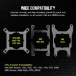 Icue H150I Elite LCD XT Liquid CPU Cooler - IPS LCD Screen - Three AF120 RGB Elite Fans - 360Mm Radiator - Fits Intel® LGA 1700, AMD® AM5, and More - Included Icue Commander CORE - Black - Image 7